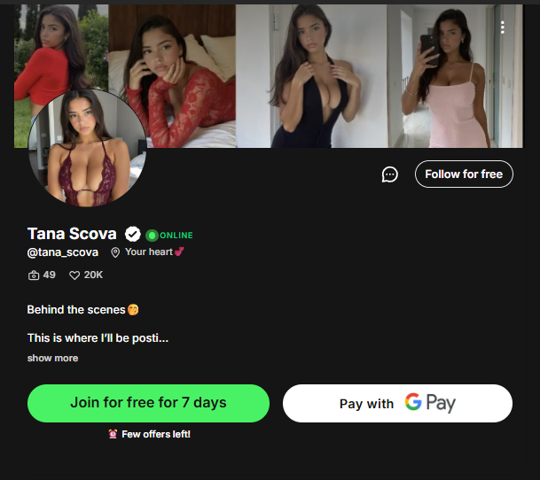 Tana Scova fanvue profile